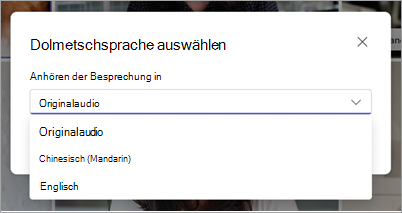 Screenshot des Dropdownmenüs 