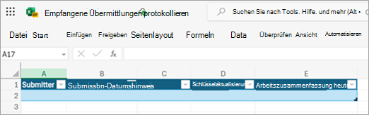 Erstellen einer Excel-Datei zum Synchronisieren der empfangenen Updateübermittlungen