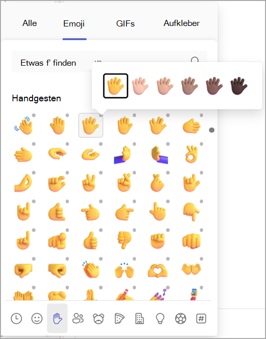 Screenshot: Ändern des Emoji-Hauttons