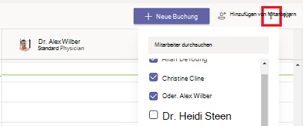 Filtern des Buchungskalenders