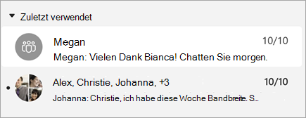 Screenshot von Nachrichten mit einer Nachrichtenvorschau, die auch den Zeitstempel anzeigt.