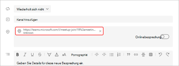 Screenshot, der zeigt, wie eine MTR mit einem Liveereignis in Teams verbunden wird.