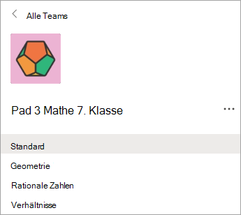 Kanäle in einem Lehrerklassenteam der 7. Klasse.