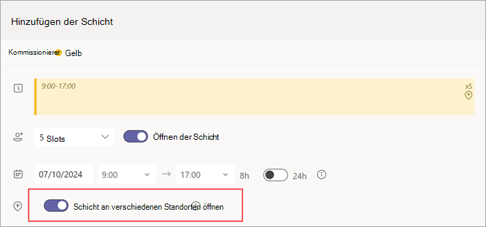 Screenshot zeigt die Umschaltfläche 
