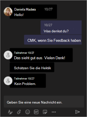 Screenshot: Organisatoransicht, wenn Namen in einer Teams-Besprechung oder einem Webinar ausgeblendet sind