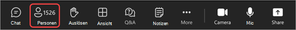Screenshot der Besprechungssteuerelemente in der Versammlung mit hervorgehobener Option 