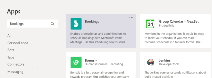 Wählen Sie Apps und dann Bookings