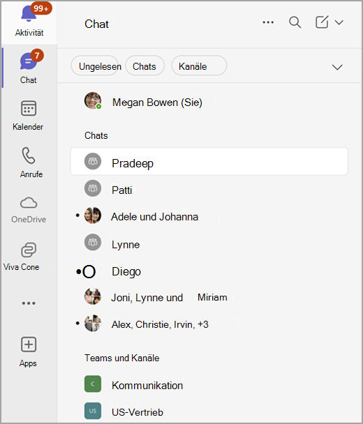 Screenshot der kombinierten Ansicht in der einfachen Zusammenarbeit