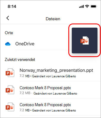 Tippen Sie auf Symbol 