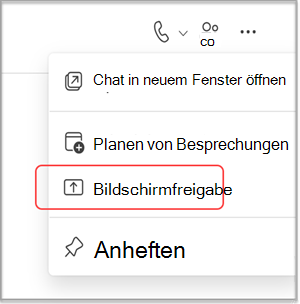 Freigeben Ihres Bildschirms in einem MS Teams-Chat