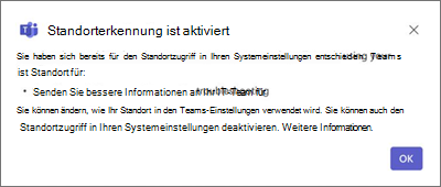 Teams-Standorterkennung auf