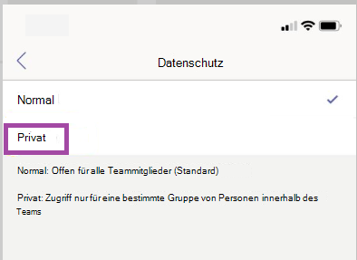 Private Kanaleinstellungen.