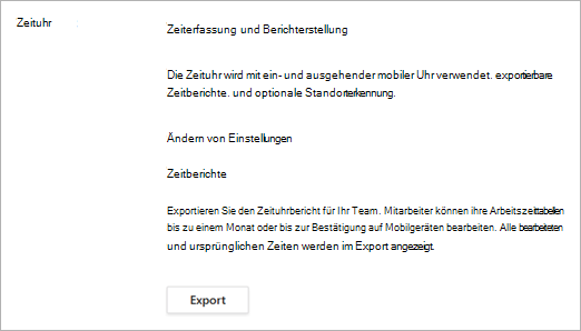 Stechuhroptionen nach dem Aktivieren der Stechuhr in den Schichteinstellungen