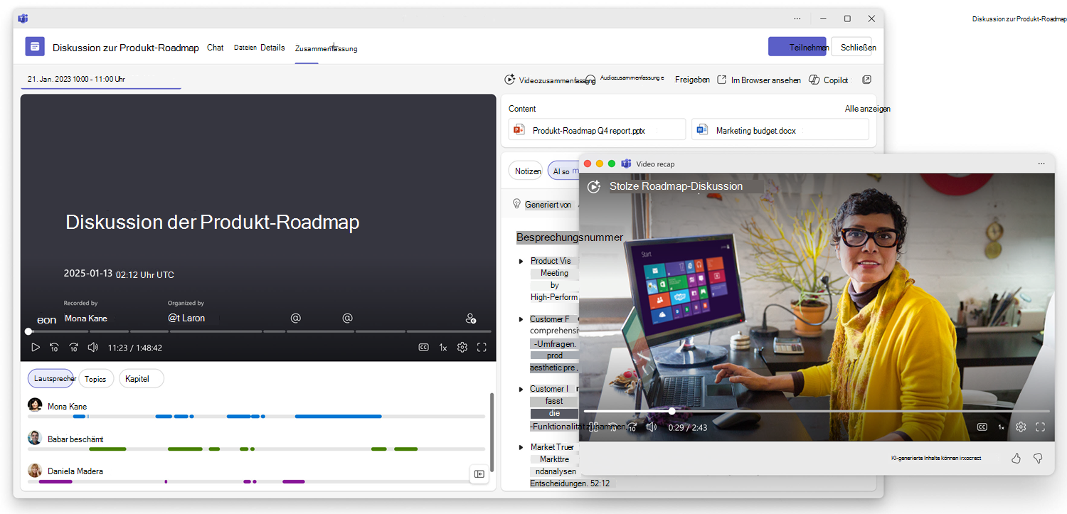 Videozusammenfassung in Teams