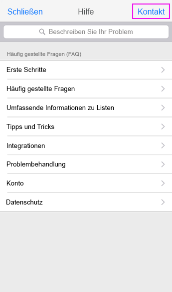 Kontaktieren des Supports