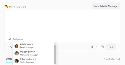 Hinzufügen von Personen zu Yammer E-Mails