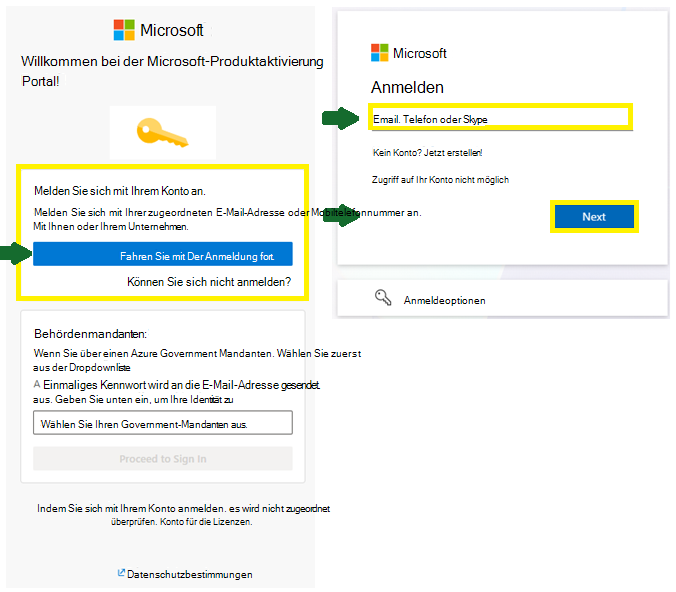 Screenshot der PAportal_OtherSignIn