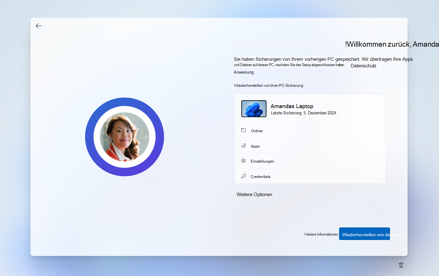 Screenshot der Option 