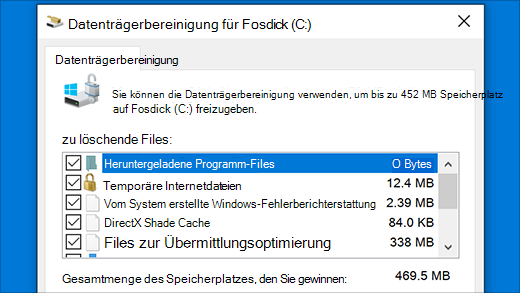 Ausführen der Datenträgerbereinigung
