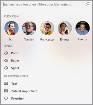 Screenshot of the search box in the Photos app.