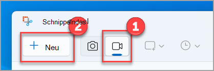 Aufnehmen eines Videoschnips im Snipping Tool.