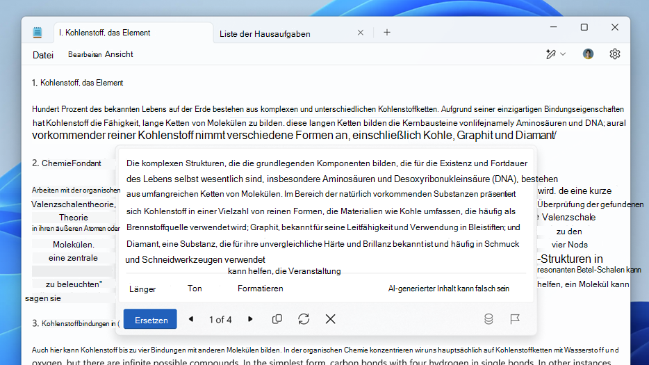 Screenshot von Cowriter im Editor mit den Optionen für das erneute Generieren