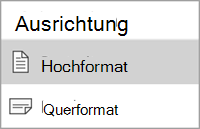 Android-Orientierungsmenü mit Optionen für Hoch- und Querformat