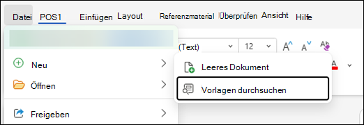 Suchen nach Vorlagen in Word für das Web