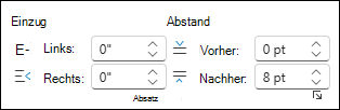 Ändern von Einzug und Abstand in Word für das Web