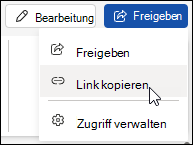 Kopieren eines Links zu Ihrem Dokument in Word für das Web