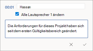Benennen Sie einen Transkriptnamen neu, oder bearbeiten Sie den Abschnitt.