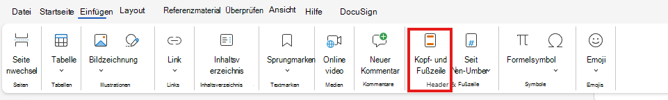 Geben Sie im Menüband H&F ein.
