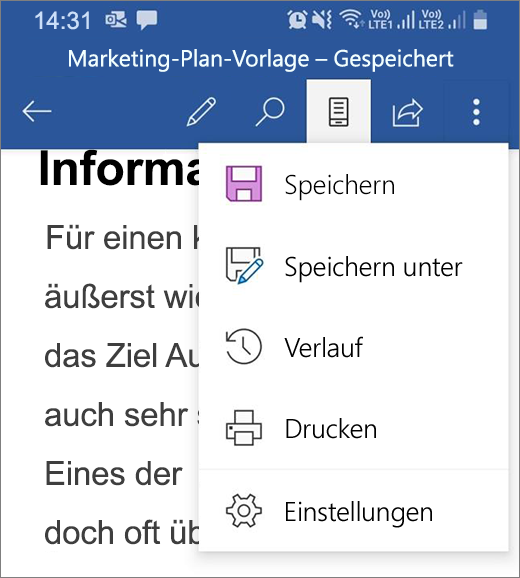 Verlauf in der Dropdownliste 