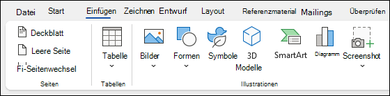 Einfügen von Elementen in Word