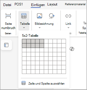 Einfügen einer Tabelle
