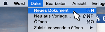 Option „Neues Dokument“