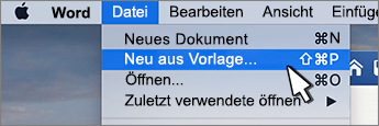 Option „Neu aus Vorlage“