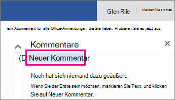 Einen neuen Kommentar in der Leseansicht hinzufügen