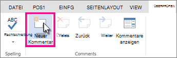 Einen neuen Kommentar in der Bearbeitungsansicht hinzufügen