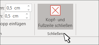 Schaltfläche zum Schließen der Kopfzeile