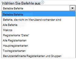 Auswählen von Befehlen aus der Liste