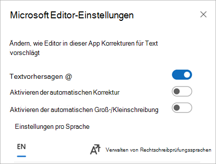 Aktivieren oder deaktivieren Sie Ihre Editor-Einstellungen.