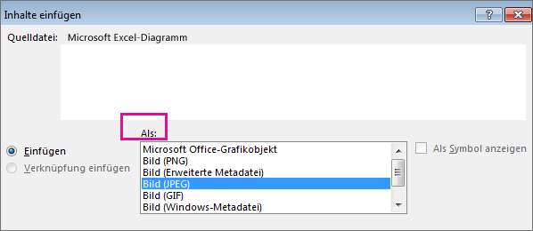 Oberer Teil des Dialogfelds 