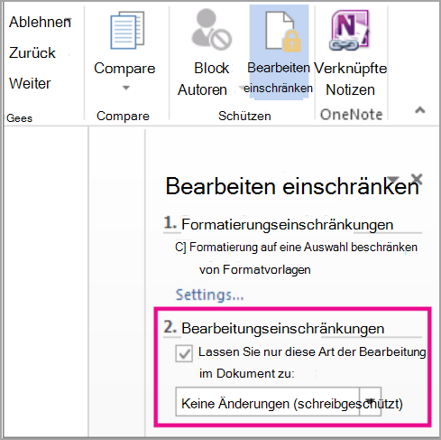 Bearbeiten nur zulassen einschränken