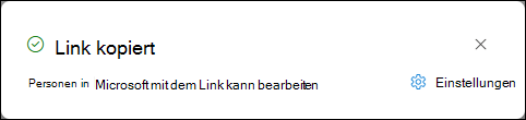 Wählen Sie Einstellungen für Den Link zu Ihrem Dokument in Word für das Web aus.