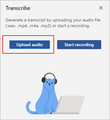 Wählen Sie Audio hochladen aus.