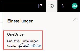 OneDrive-Einstellungen auswählen