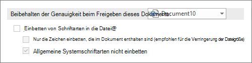 Screenshot: Schriftarten nicht einbetten