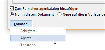 Wählen Sie Format und dann Absatz aus.