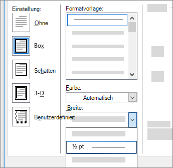 Seitenrahmeneinstellungen